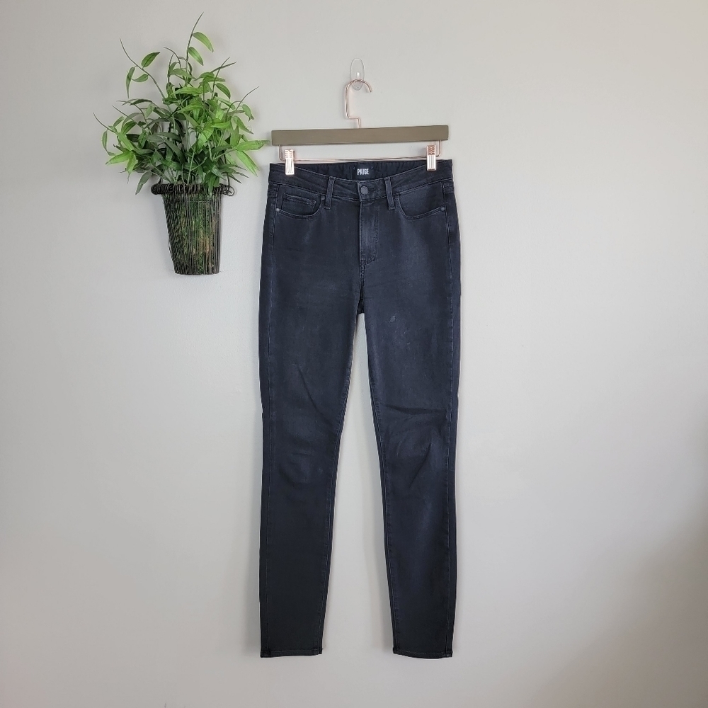 Paige 27 Hoxton Ultra Skinny Faded Black Fog Mid Rise Stretch Jegging Jeans - Picture 2 of 16
